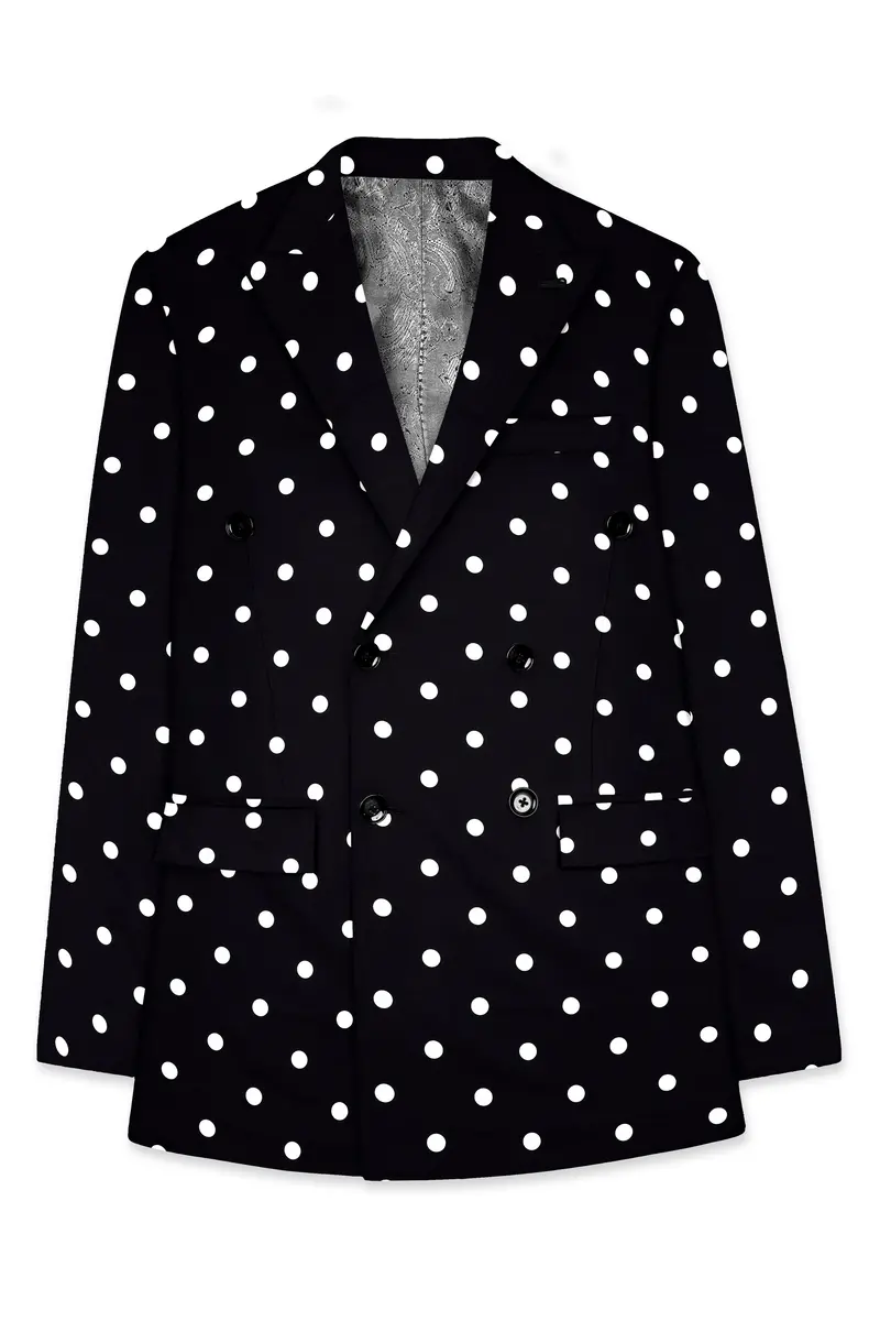Jade Black Polka Print Double Breasted Blazer 7