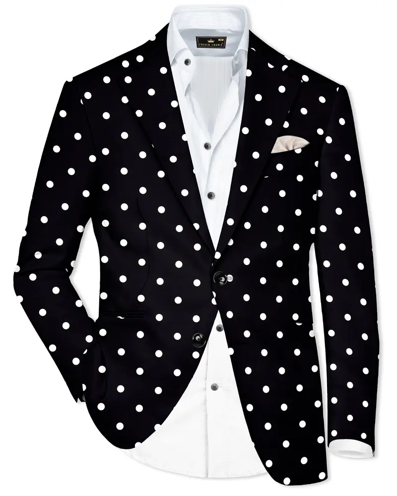 Jade Black Polka Printed Designer Blazer 1