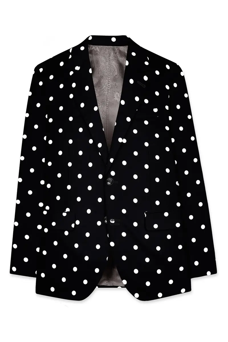 Jade Black Polka Printed Designer Blazer 7