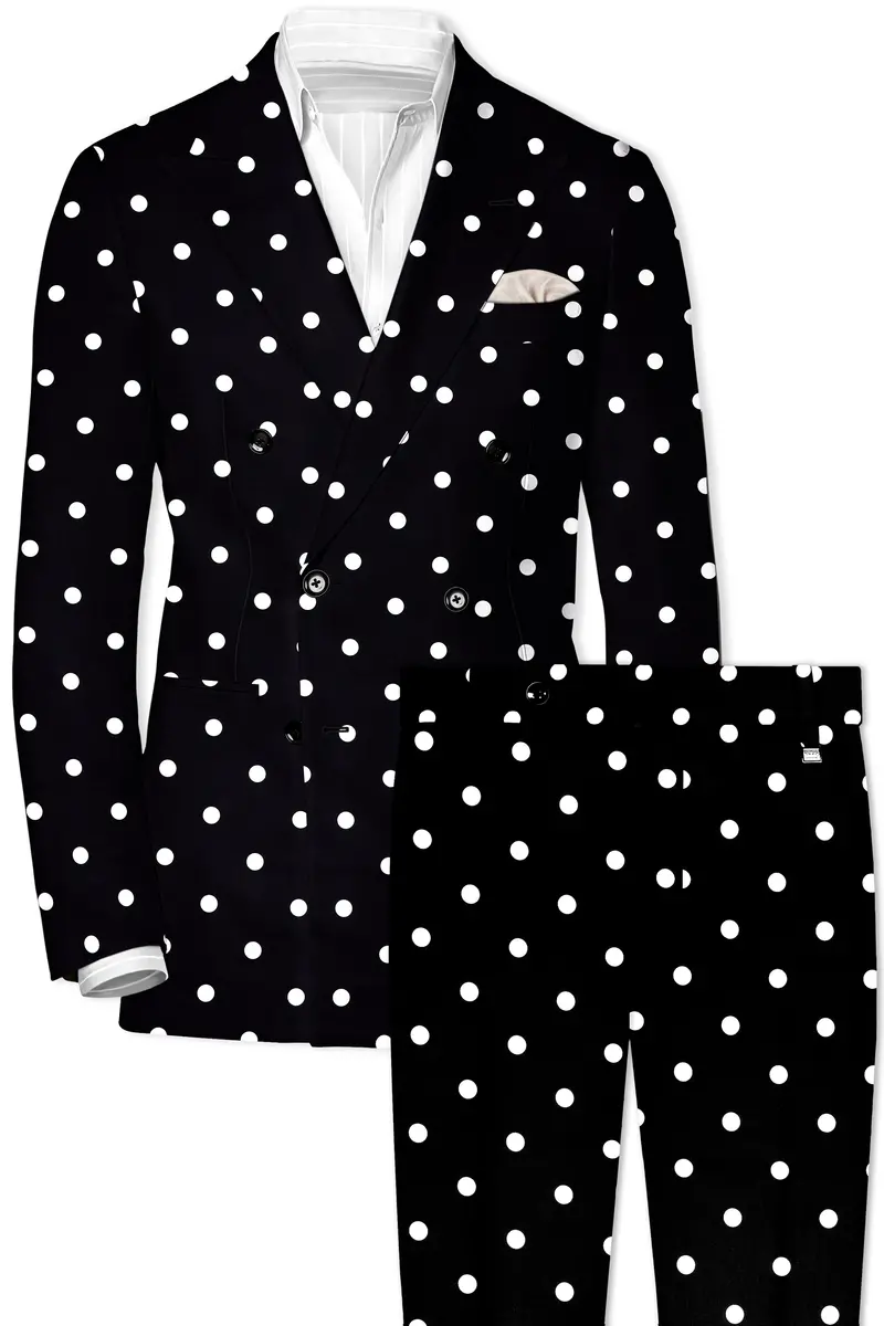 Jade Black Polka Printed Double Breasted Suit 2
