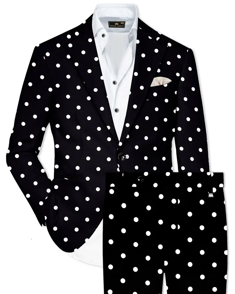 Jade Black Polka Printed Premium Cotton Suit 1