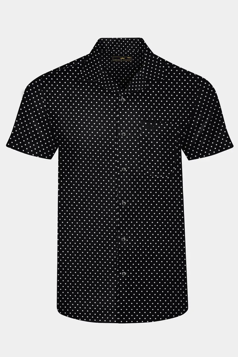 Jade Black Polka Printed Super Soft Premium Cotton Shirt 1
