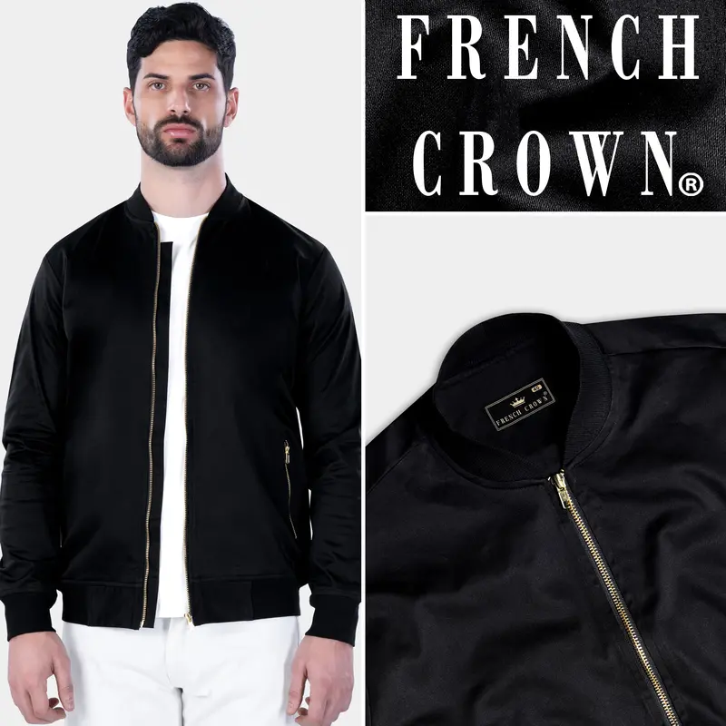 Jade Black Premium Cotton Bomber Jacket 1
