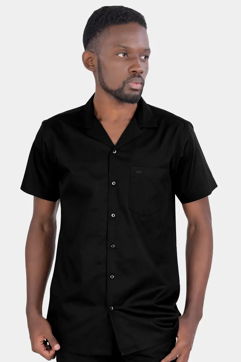 Jade Black Premium Cotton Half Sleeved Shirt 1