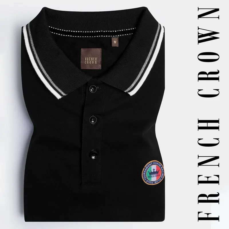 Jade Black Premium Cotton Pique Polo 1