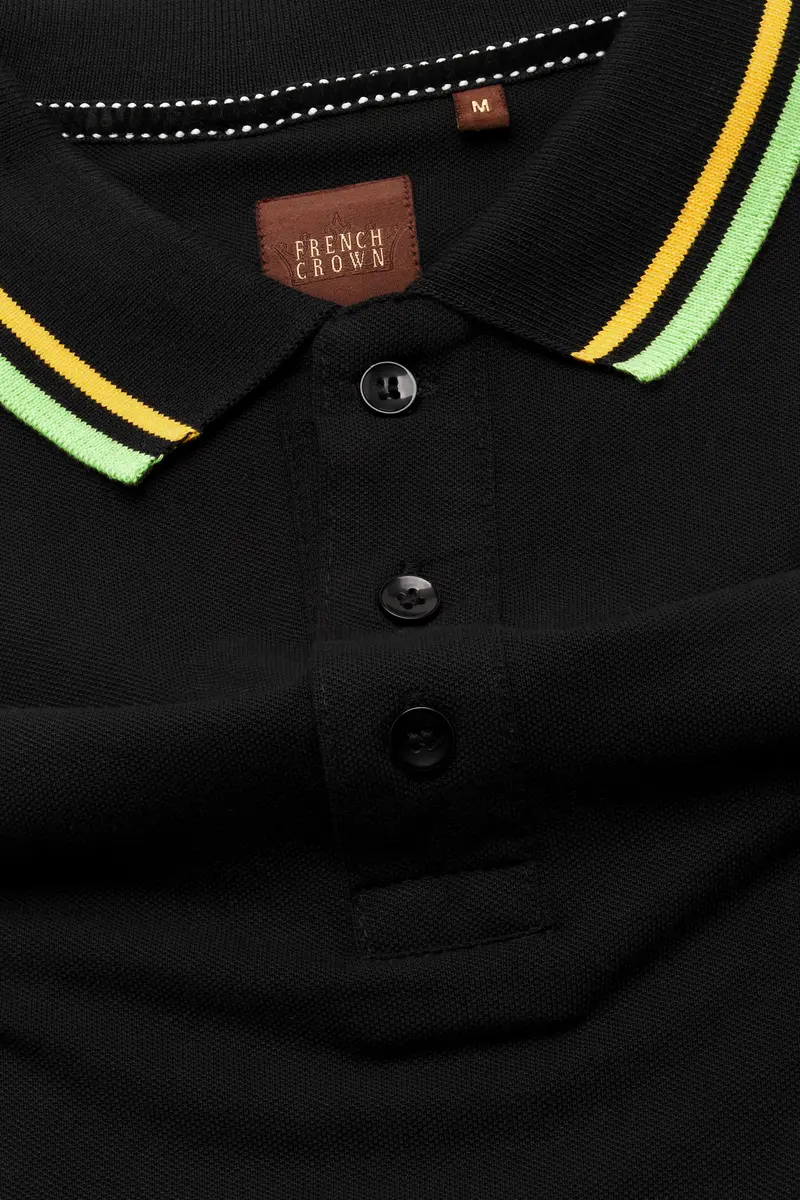 Jade Black Premium Cotton Pique Polo 4