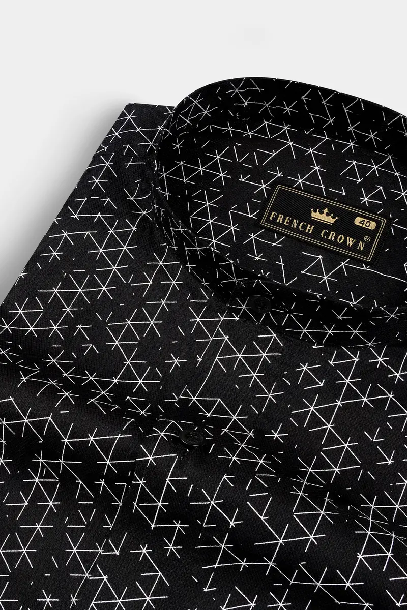Jade Black Printed Dobby Textured Premium Cotton Shirt 1
