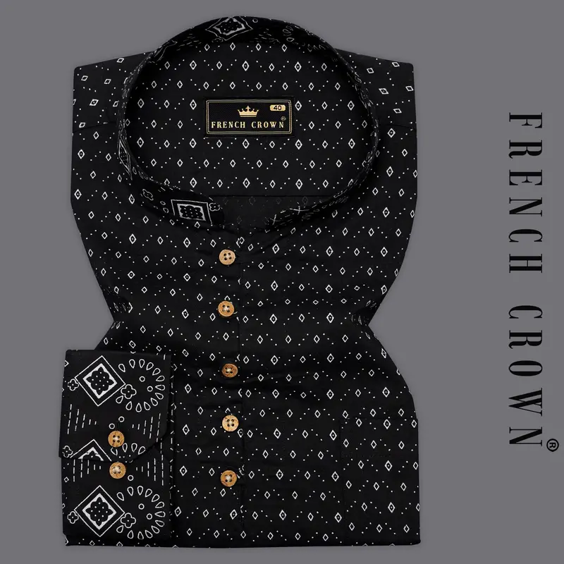 Jade Black Printed Premium Cotton Kurta Shirt 1