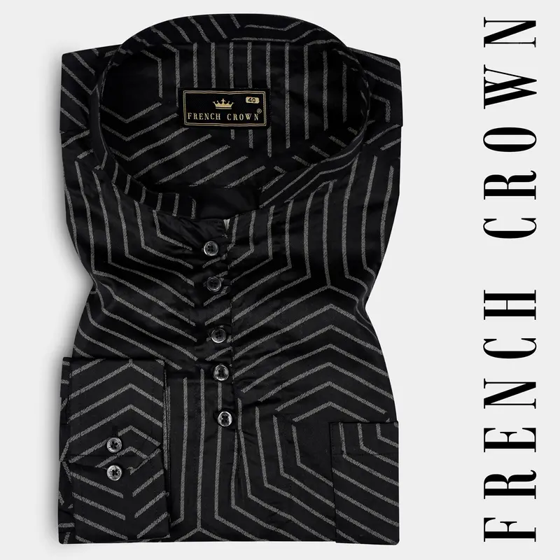 Jade Black Printed Subtle Sheen Super Soft Premium Cotton Kurta Shirt 1