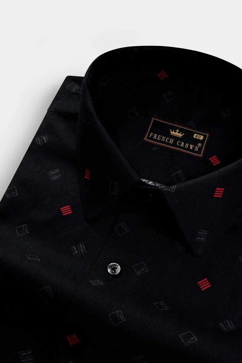 Jade Black Printed Subtle Sheen Super Soft Premium Cotton Shirt 1
