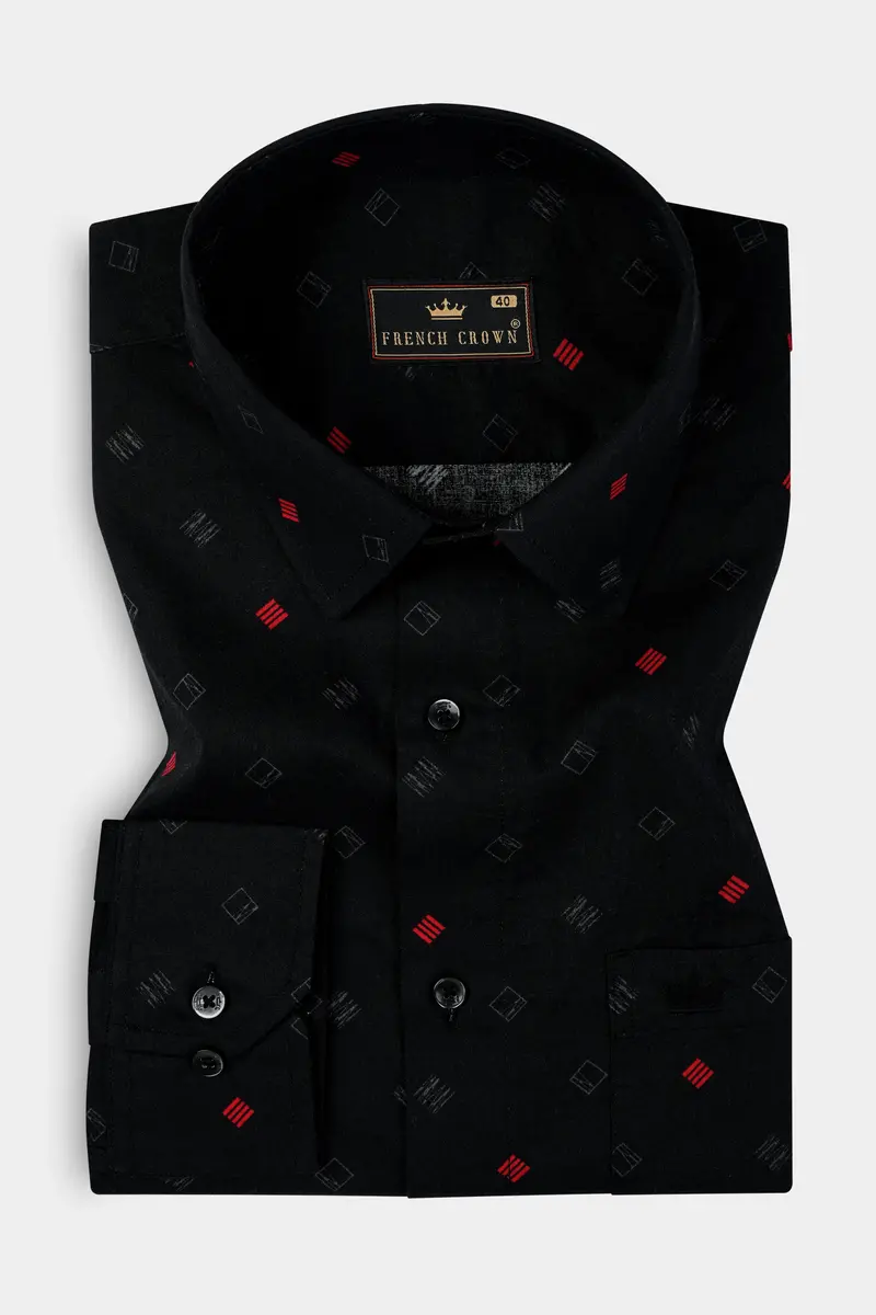 Jade Black Printed Subtle Sheen Super Soft Premium Cotton Shirt 3