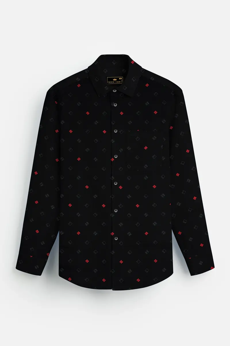 Jade Black Printed Subtle Sheen Super Soft Premium Cotton Shirt 4