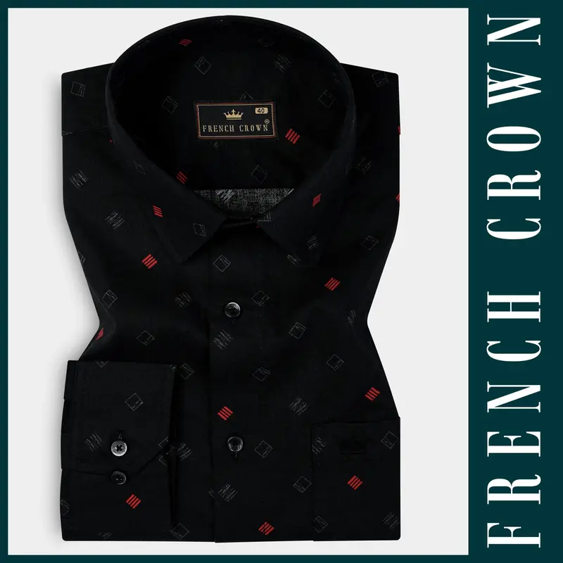 Jade Black Printed Subtle Sheen Super Soft Premium Cotton Shirt 6