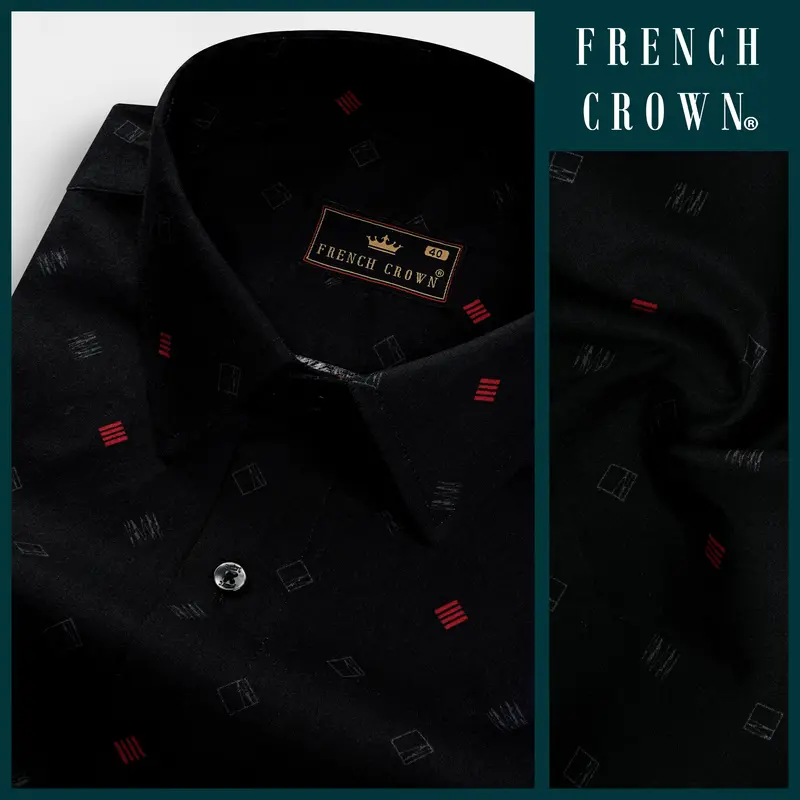 Jade Black Printed Subtle Sheen Super Soft Premium Cotton Shirt 9