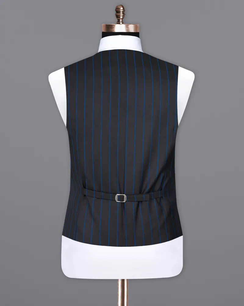 Jade Black Retro Striped Wool Rich Waistcoat 6