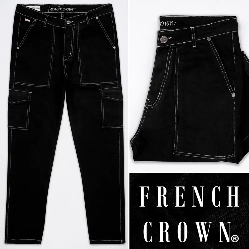 Jade Black Rinse Wash Cargo Denim 1