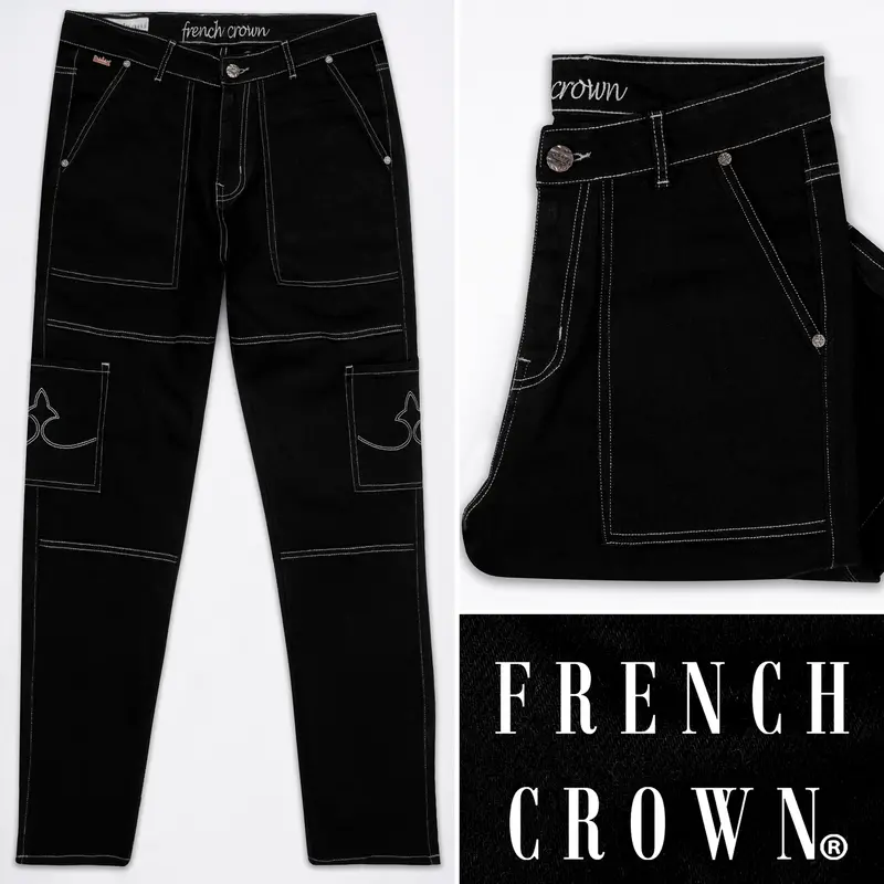Jade Black Rinse Wash Cargo Denim 1