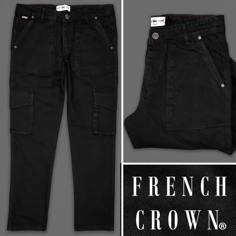 Jade Black Rinse Wash Cargo Denim 1