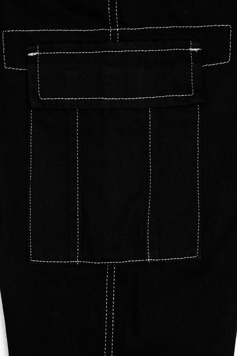 Jade Black Rinse Wash Cargo Denim 4