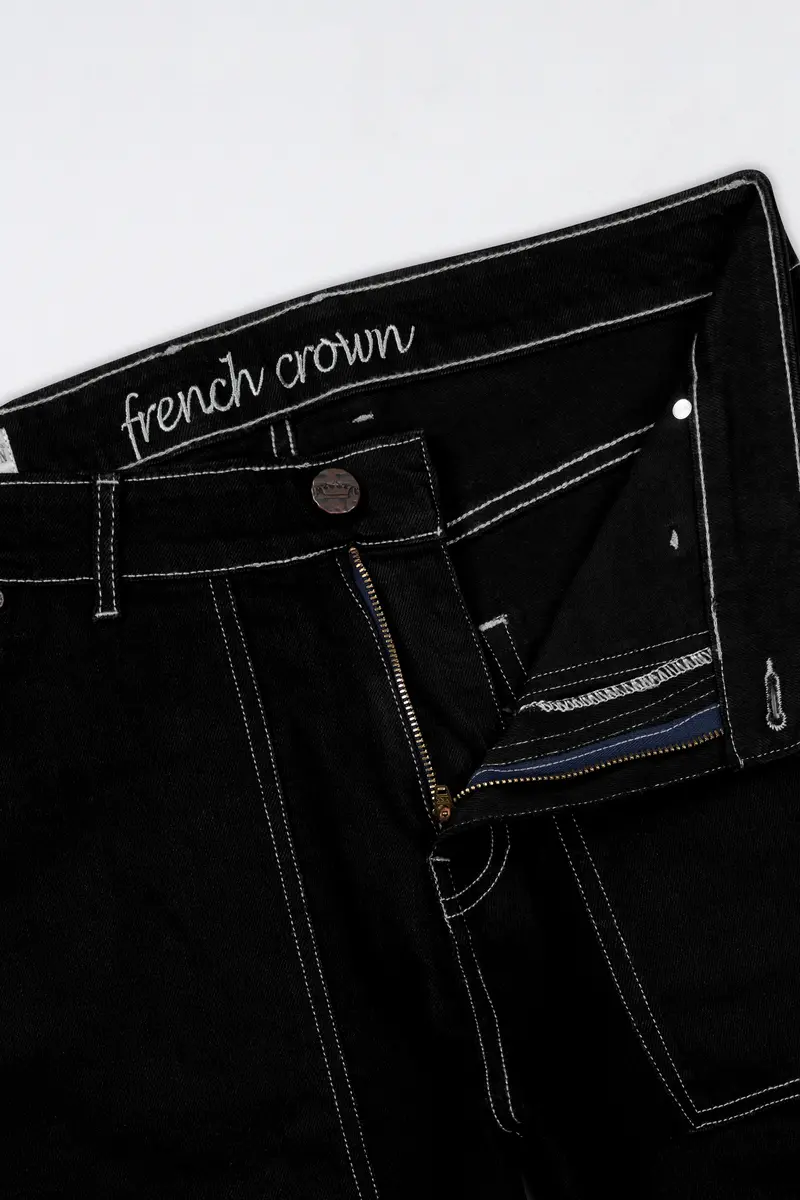 Jade Black Rinse Wash Cargo Denim 5
