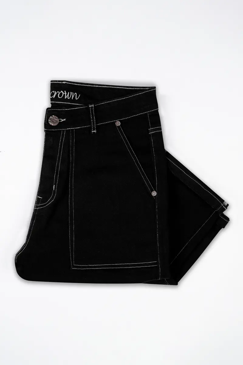 Jade Black Rinse Wash Cargo Denim 6