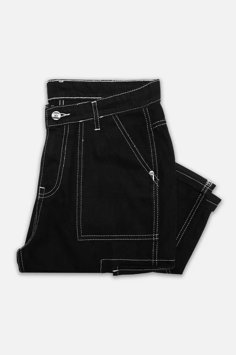 Jade Black Rinse Wash Cargo Denim 7