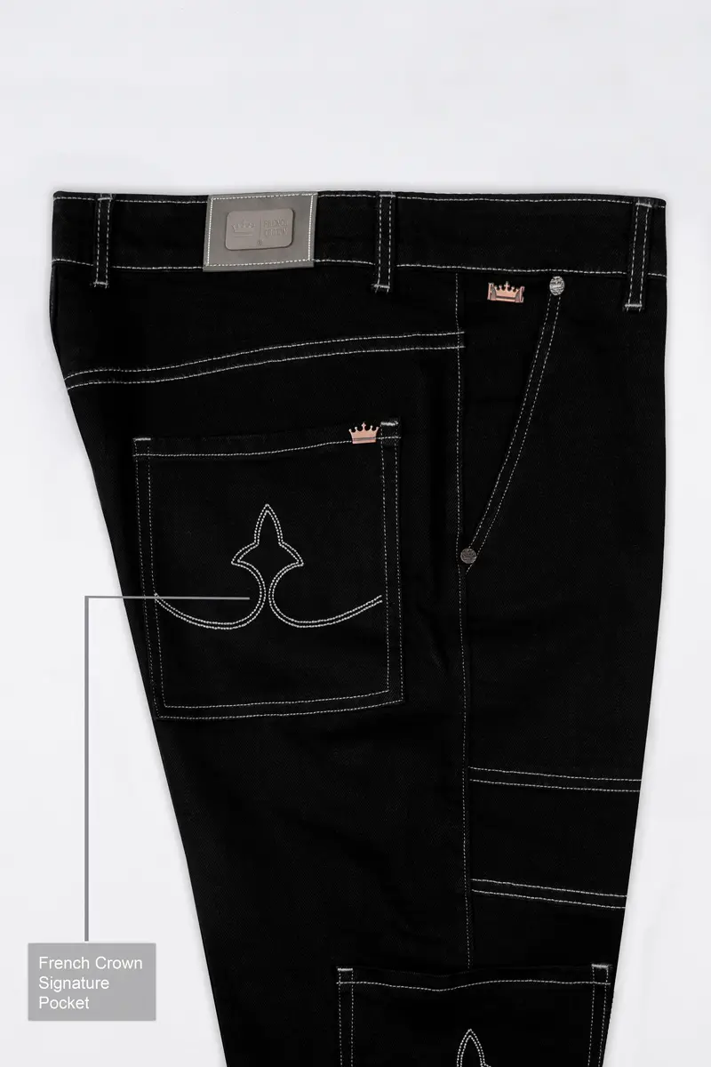 Jade Black Rinse Wash Cargo Denim 7