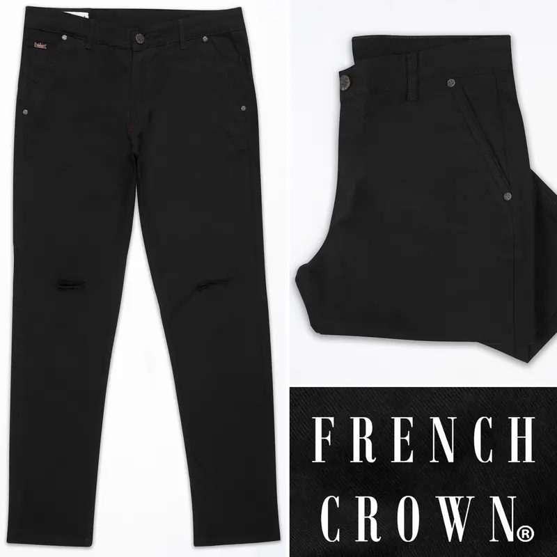 Jade Black Rinse Wash Mildly Distressed Stretchable Denim 1