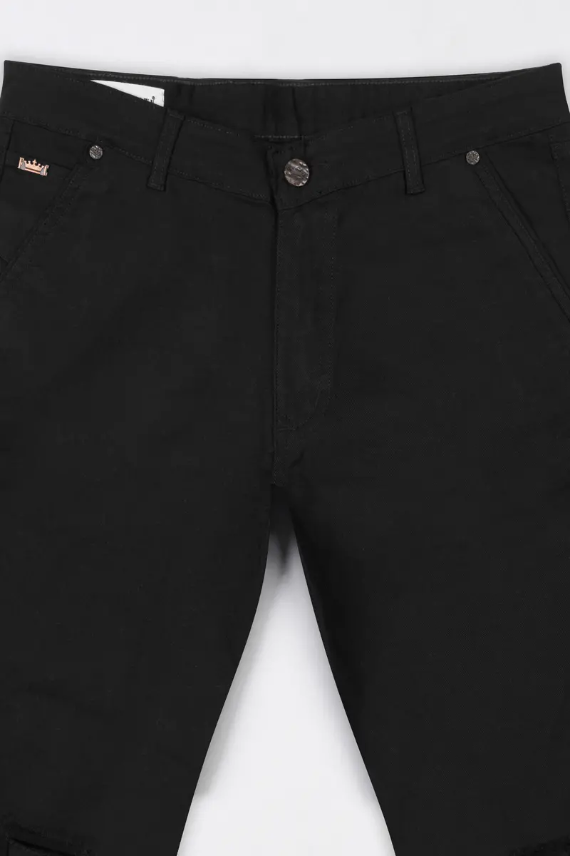 Jade Black Rinse Wash Mildly Distressed Stretchable Denim 4