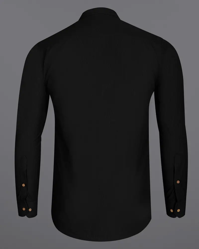 Jade Black Seersucker Giza Cotton Kurta Shirt 7