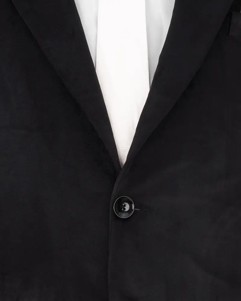 Jade Black Single Breasted Velvet Designer Blazer 5