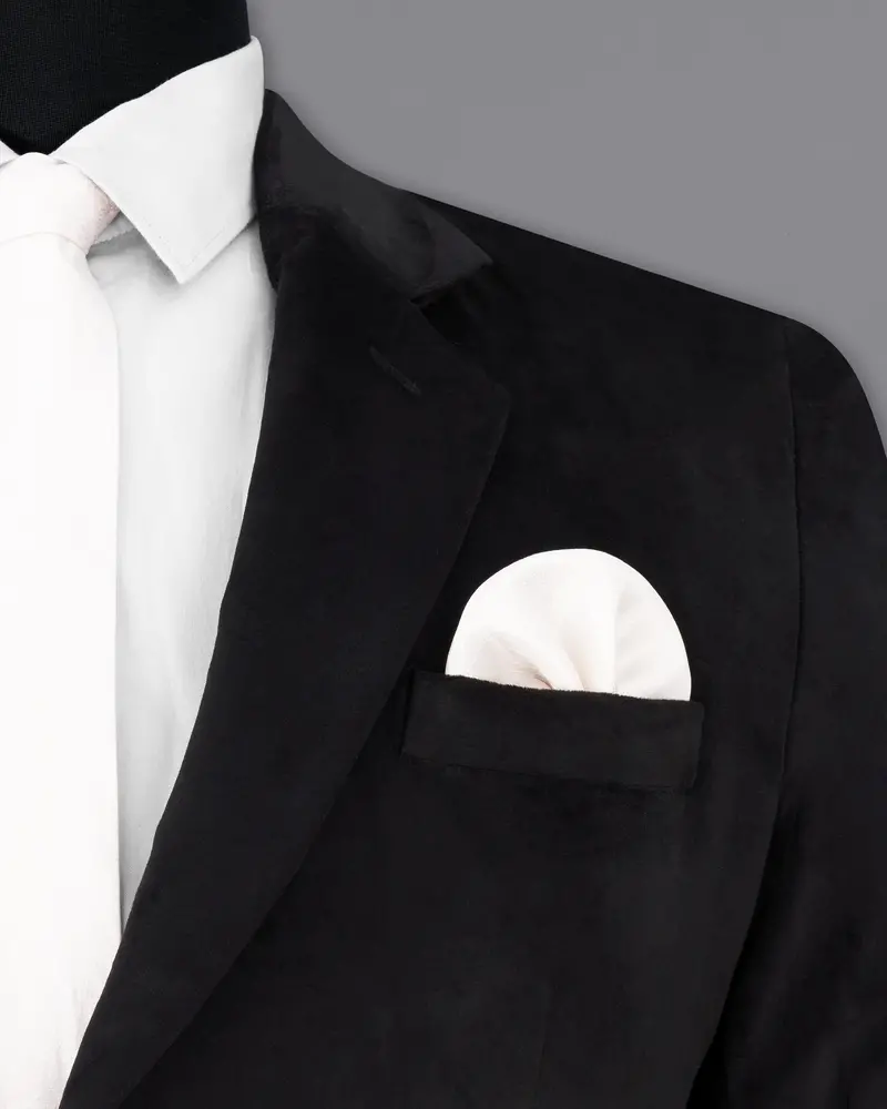 Jade Black Single Breasted Velvet Designer Blazer 6