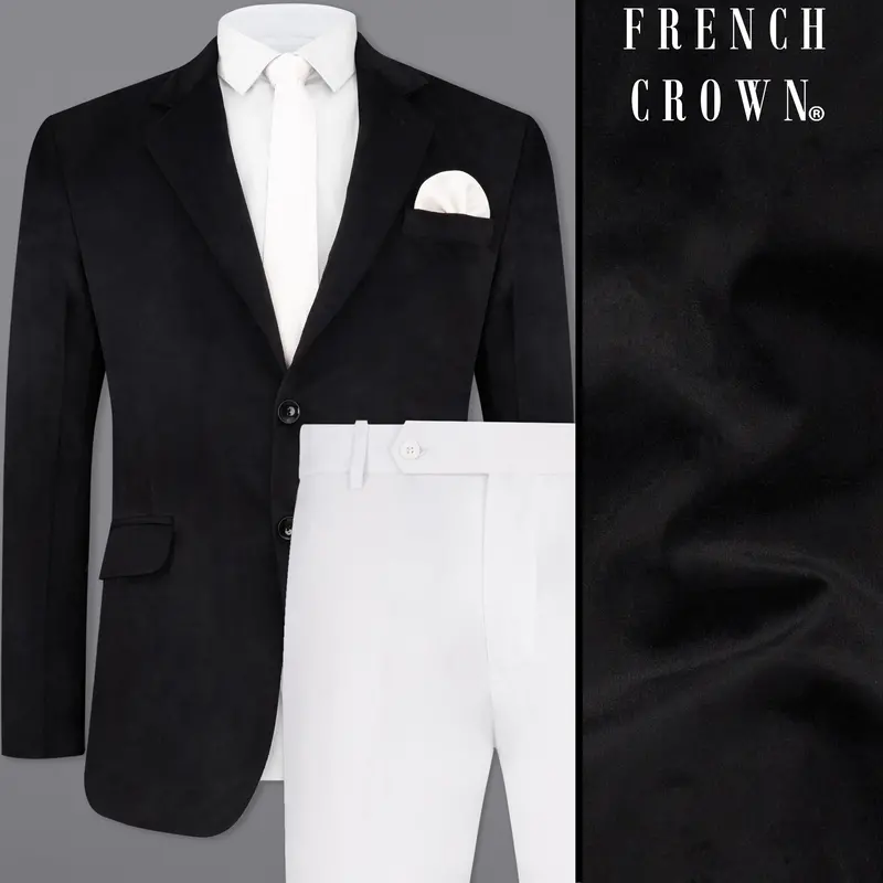 Jade Black Single Breasted Velvet Designer Suit 1