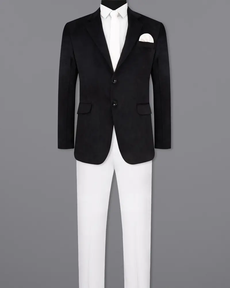 Jade Black Single Breasted Velvet Designer Suit 4