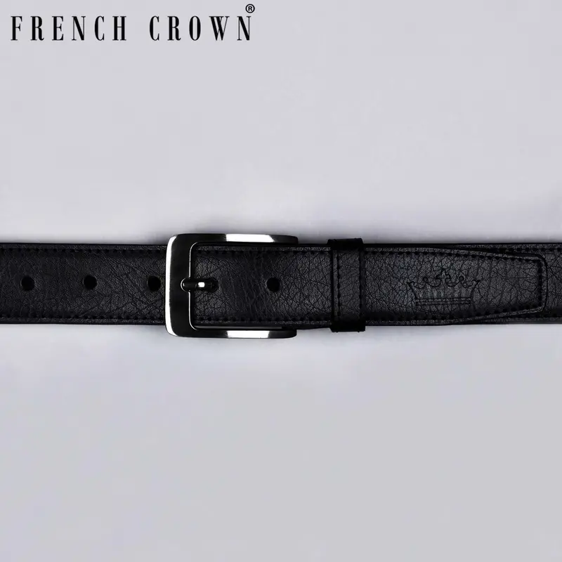 Jade Black Slight Textured Vegan Leather Handcrafted Belt 1