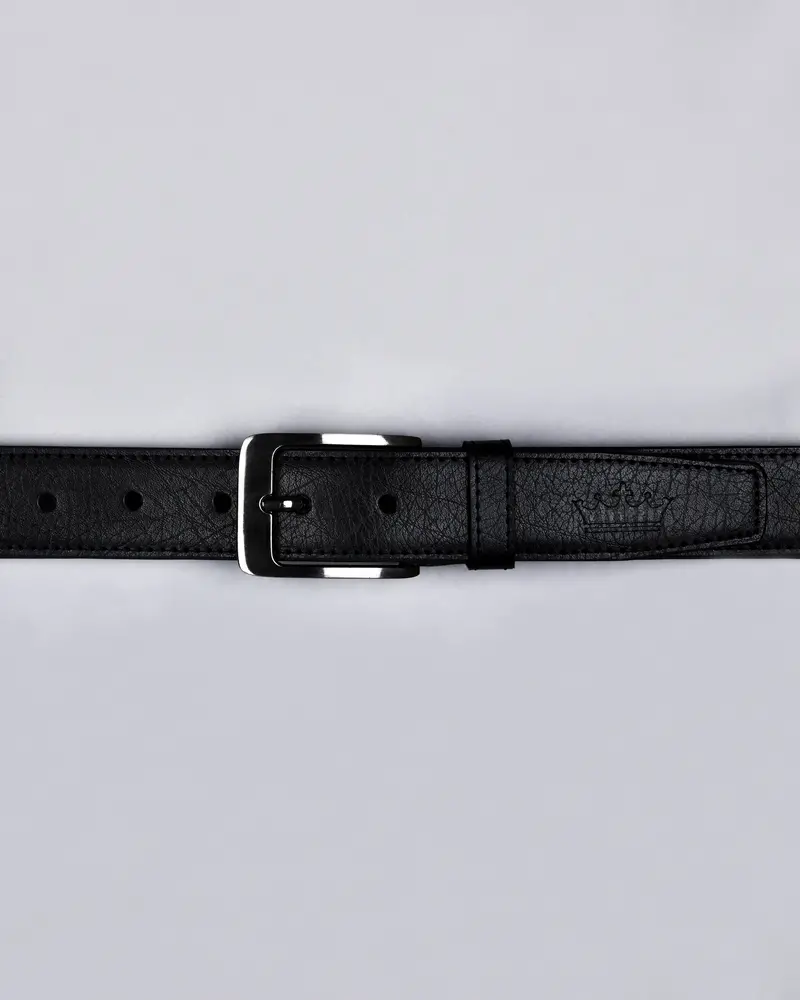 Jade Black Slight Textured Vegan Leather Handcrafted Belt 2