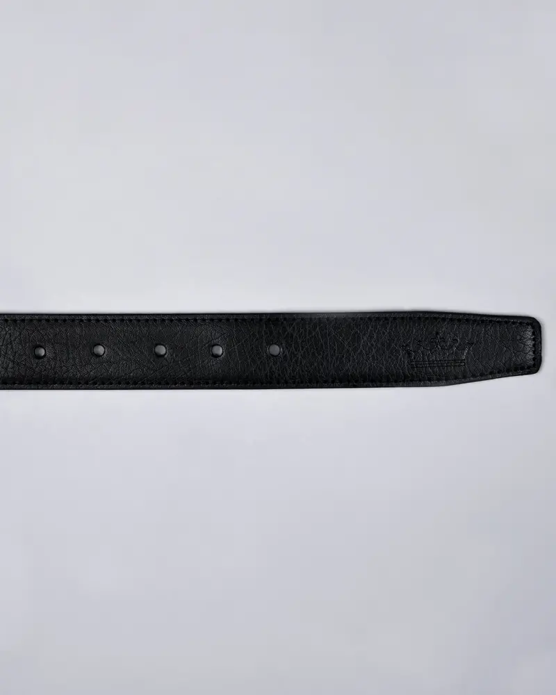 Jade Black Slight Textured Vegan Leather Handcrafted Belt 3