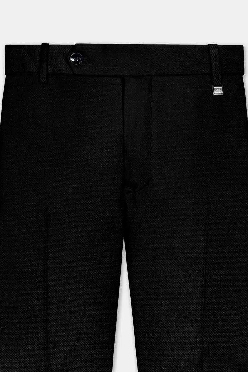 Jade Black Solid Bandhgala Luxurious Linen Suit 11