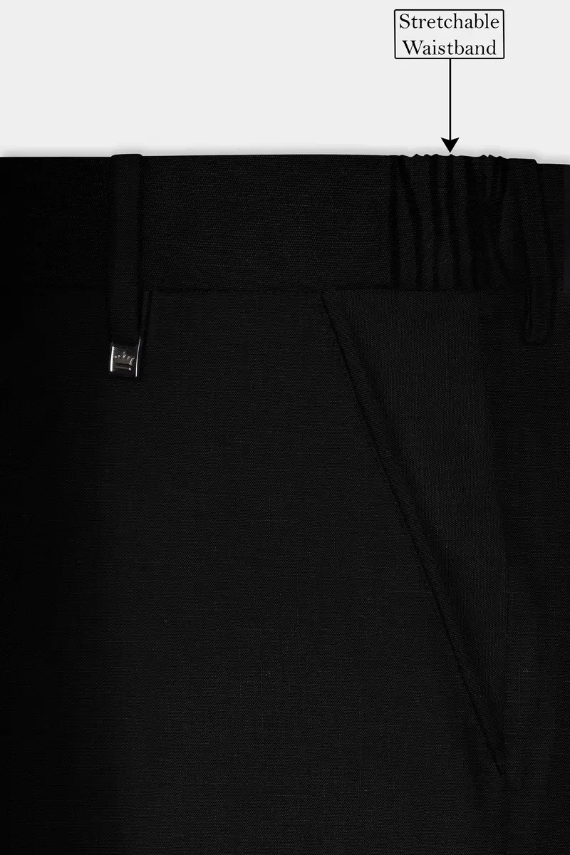 Jade Black Solid Bandhgala Luxurious Linen Suit 14