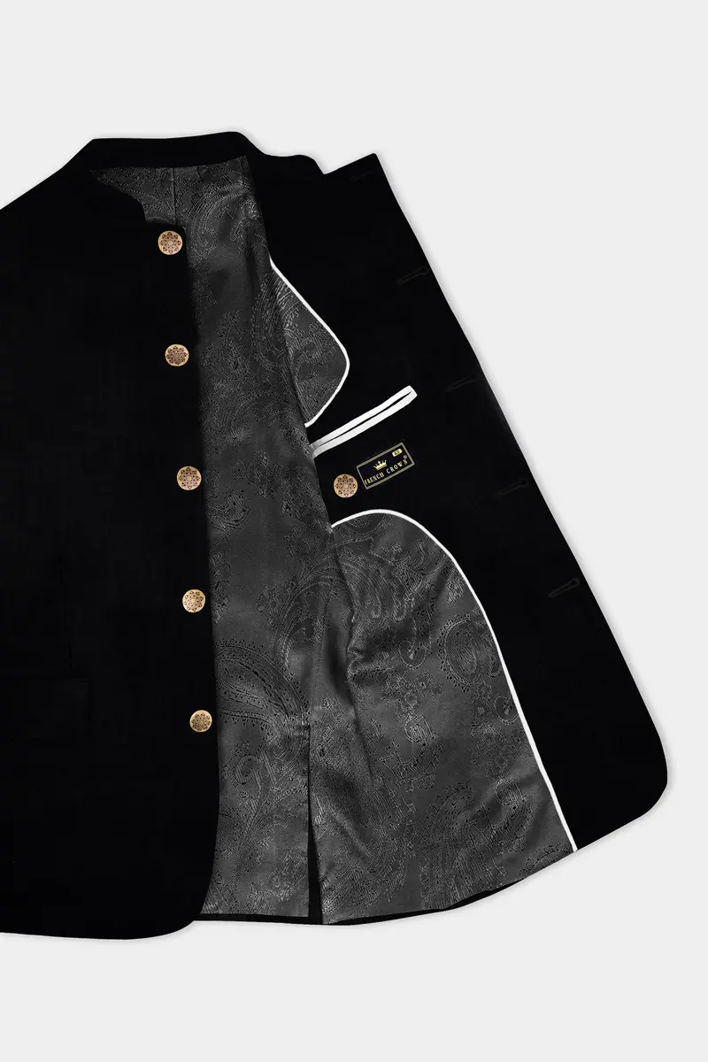 Jade Black Solid Premium Cotton Bandhgala Stretchable Traveler Blazer 4