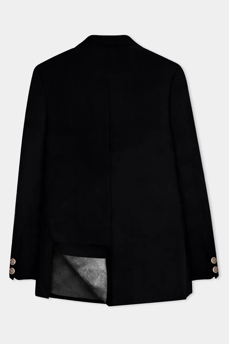 Jade Black Solid Premium Cotton Bandhgala Stretchable Traveler Blazer 6