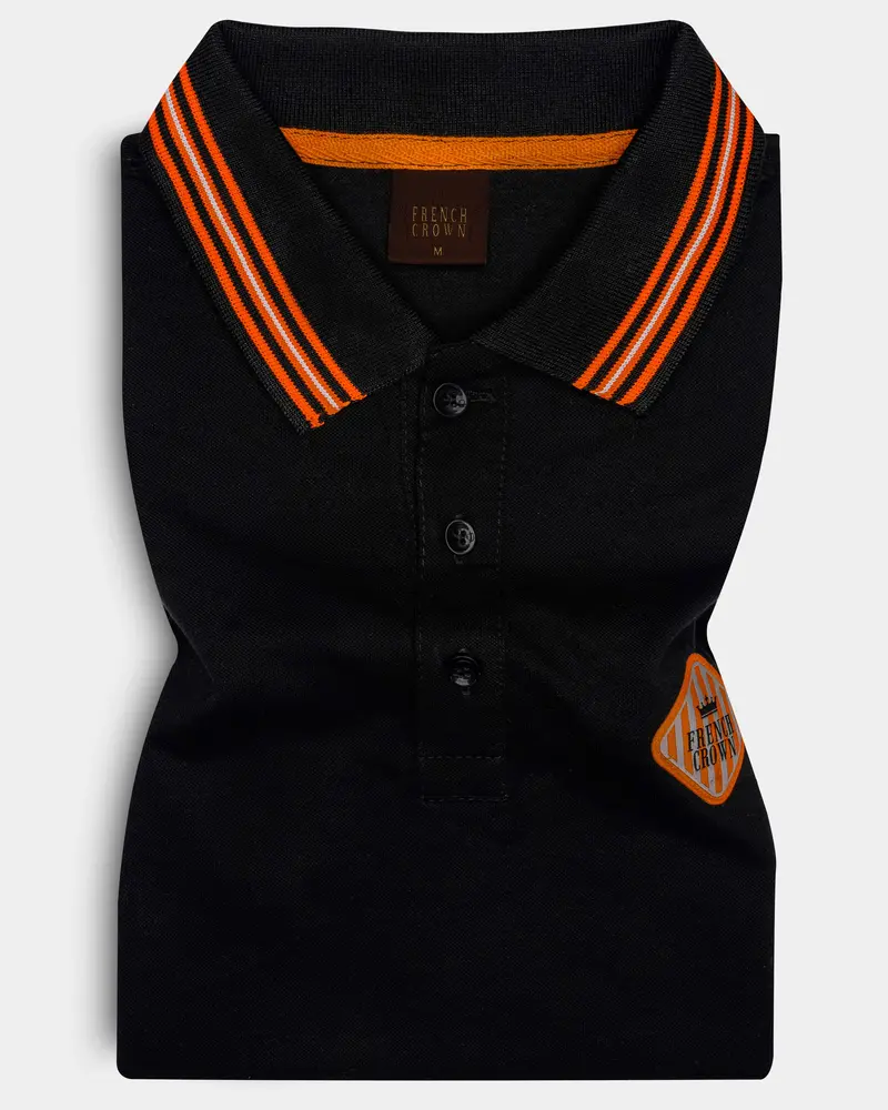 Jade Black Solid Premium Cotton Pique Polo 1