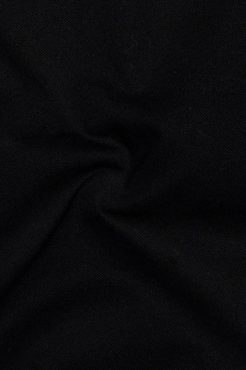 Jade Black Solid Premium Cotton Pique Polo 3