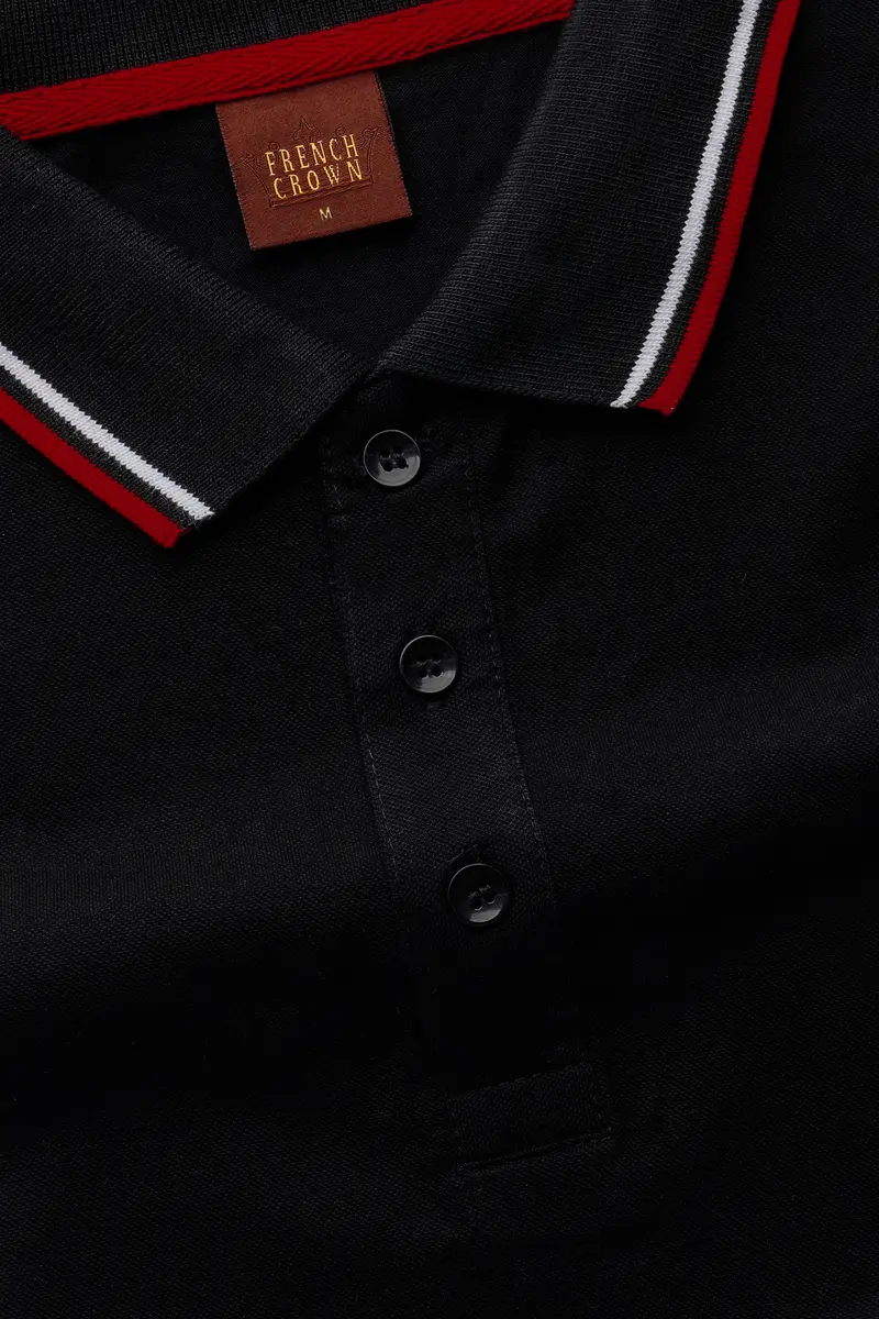 Jade Black Solid Premium Cotton Pique Polo 4