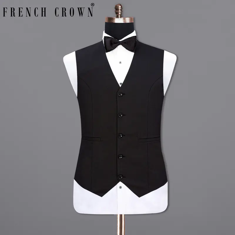 Jade Black Solid Waistcoat 1