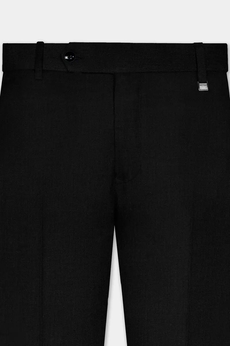 Jade Black Solid Wool Blend Stretchable Waistband Pant 4