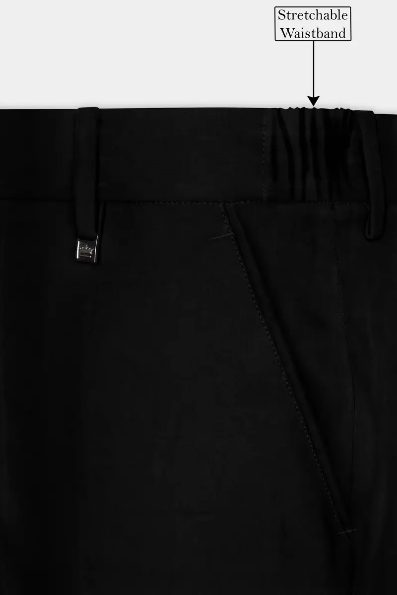 Jade Black Solid Wool Blend Stretchable Waistband Pant 6