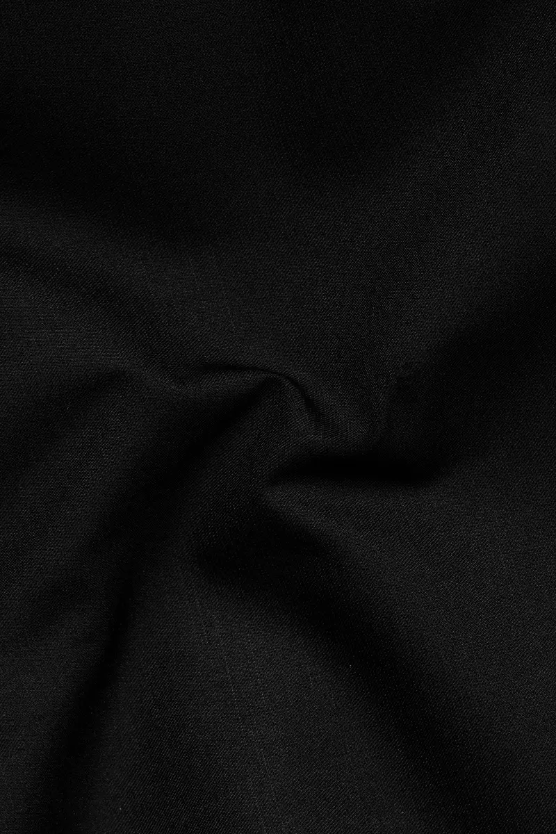 Jade Black Solid Wool Rich Cross Placket Bandhgala Stretchable Traveler Suit 3