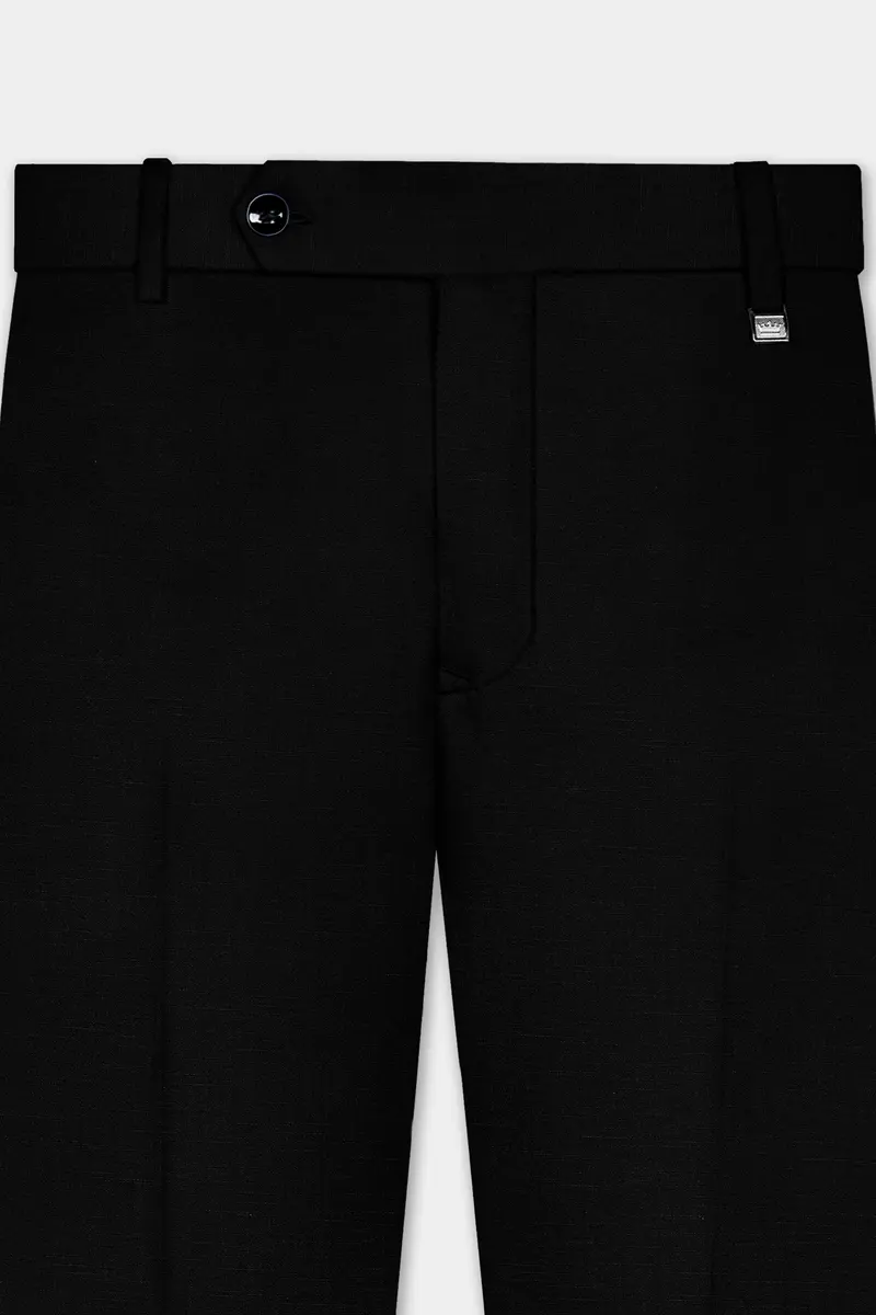 Jade Black Stretchable Subtle Sheen Cross Placket Bandhgala Suit 12