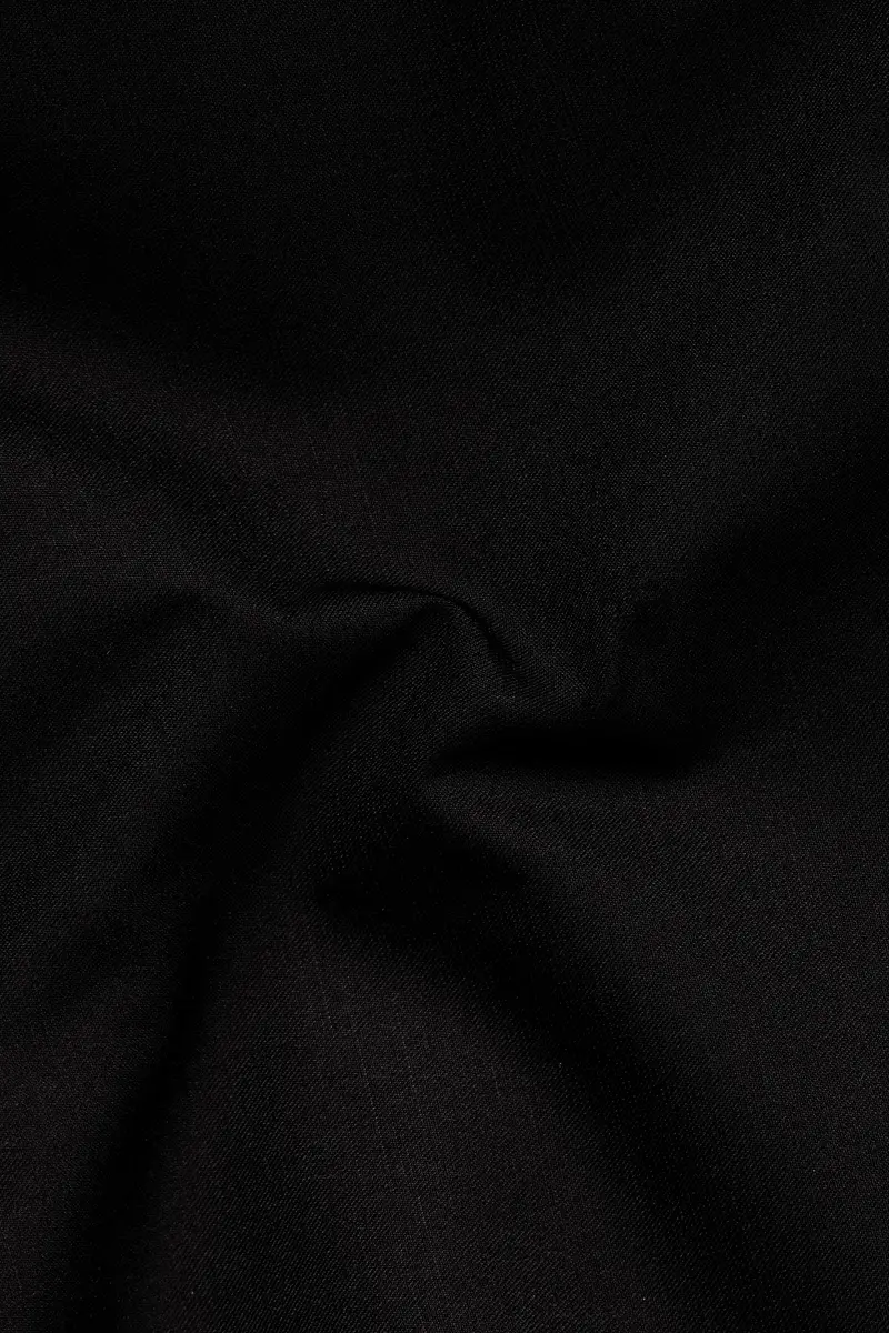 Jade Black Stretchable Subtle Sheen Cross Placket Bandhgala Suit 3